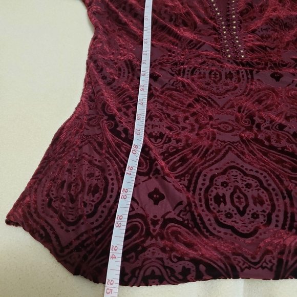 Free People Velvet City Limits Burgundy Top - Picture 6 of 12